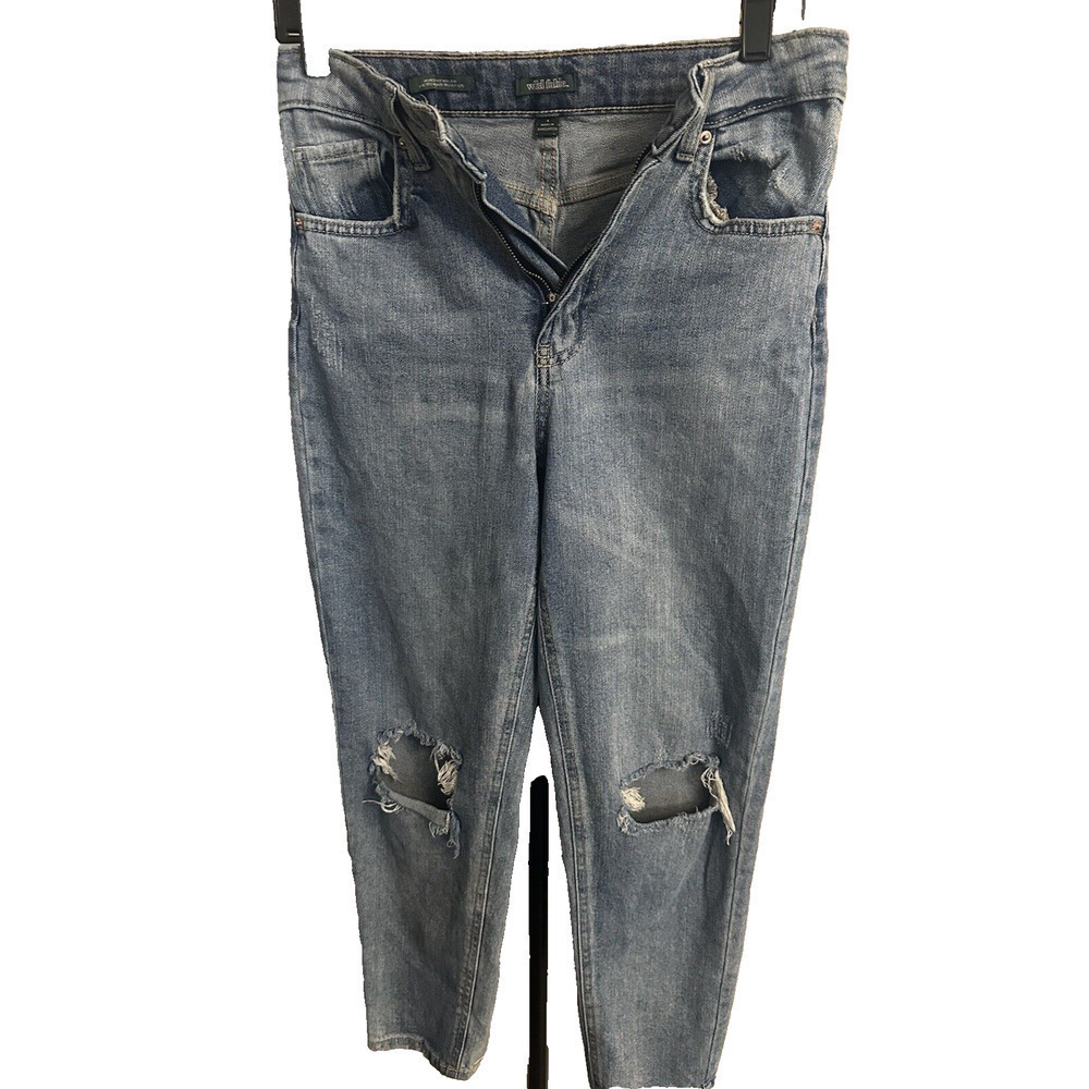 Womens Wild Fable High-Rise Distressed Skinny Blue Denim Jeans Medium Wash, 4